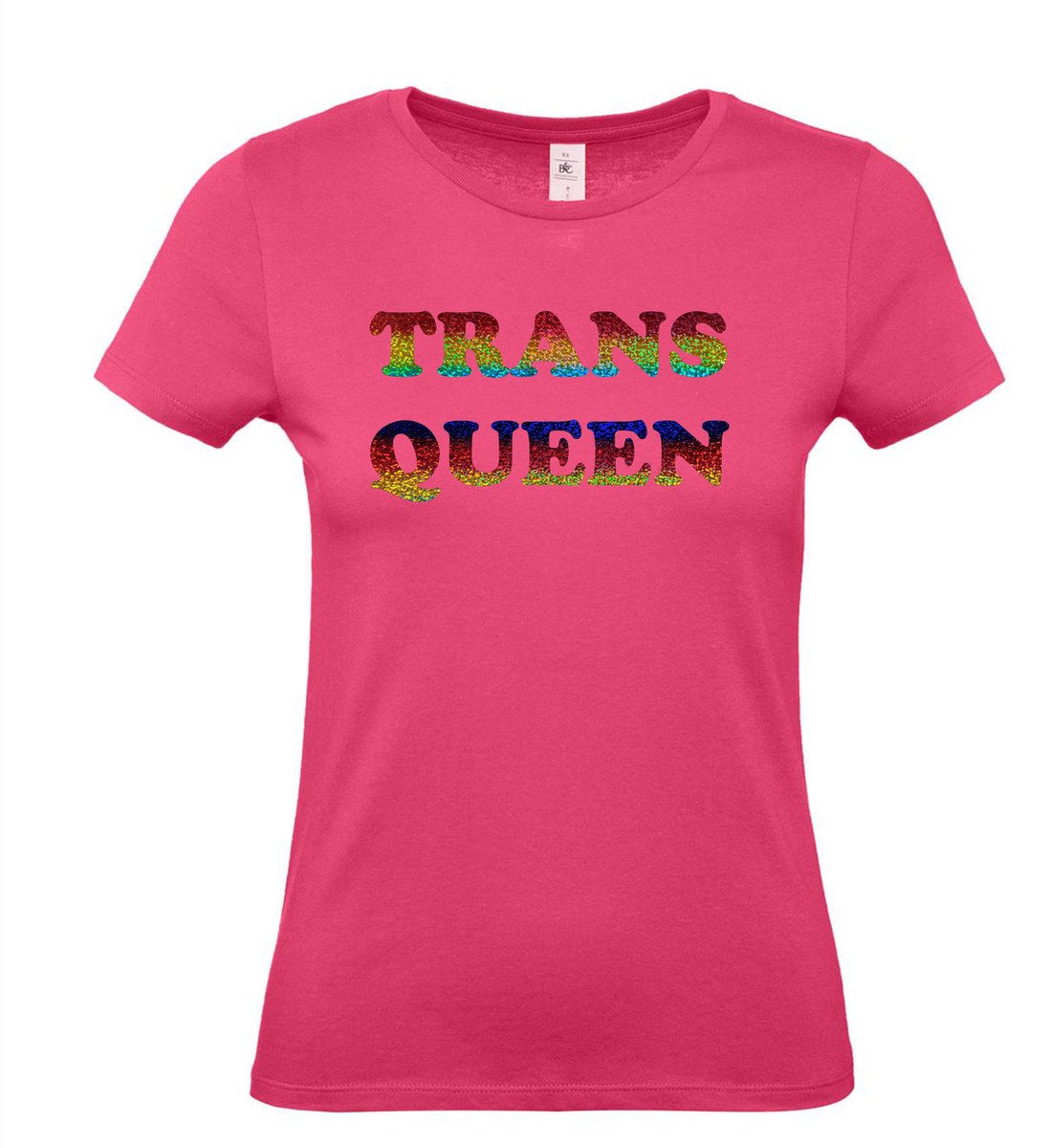 Dames t-shirt Transqueen | Regenboog vlag | Gay pride kleding | Pride shirt | Roze | maat S